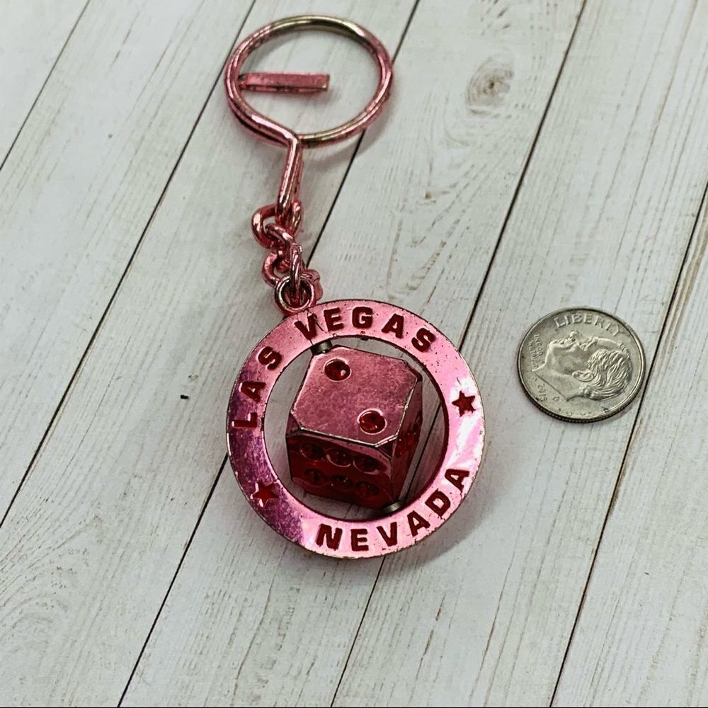 VTG Las Vegas Pink Dice Key Chain‎